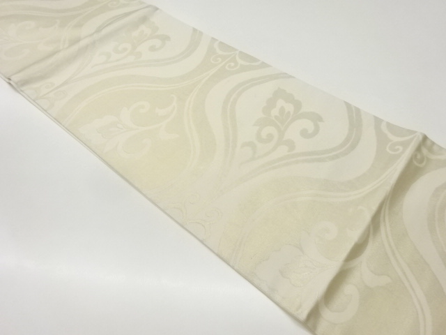 曲線に花唐草模様織出し袋帯